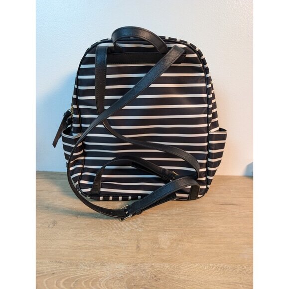 Kate Spade NY Wilson Road Bradley Black White French Stripe Backpack Purse 14" - Picture 3 of 8